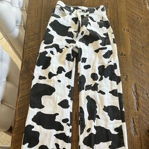 Cow print jeans